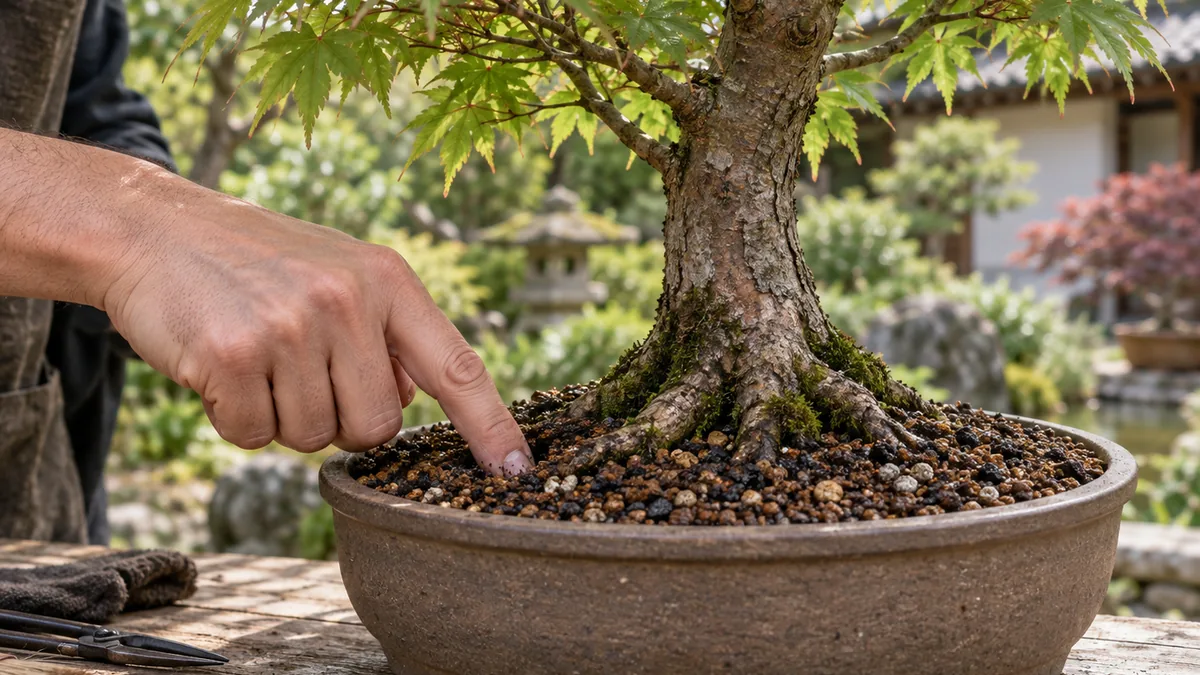Contrôle de l’humidité du substrat d’un érable du Japon en pot