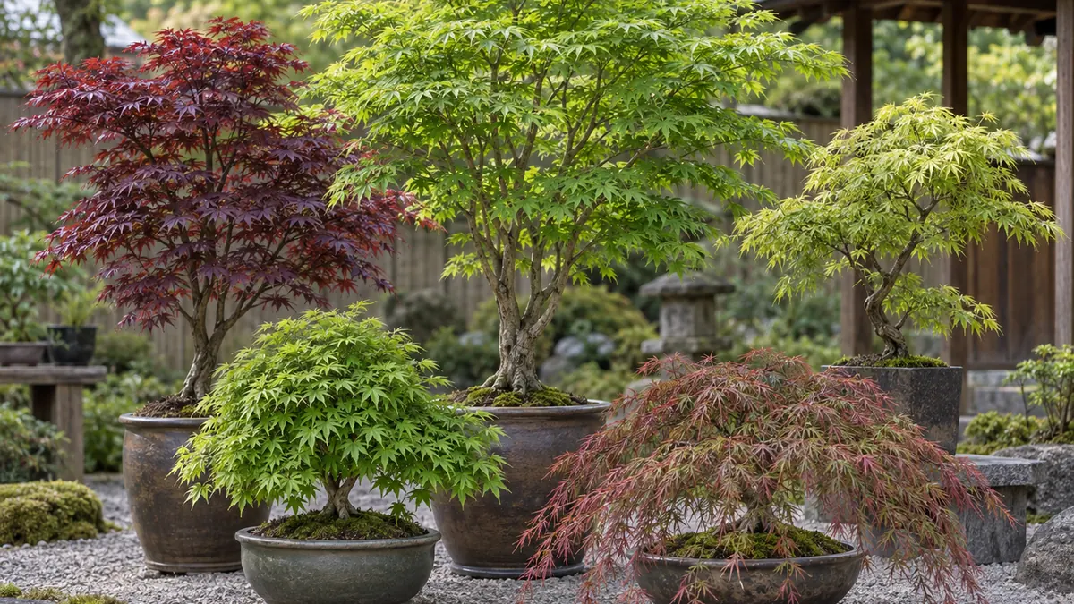Cultivars d’érables du Japon présentant des hauteurs et des ports différents